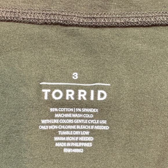 NWT Torrid Foxy Twist Olive Green Strapless Ruched Cotton Blend Stretch Tube Top - Picture 2 of 8